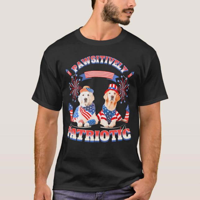 T-shirt America Drapeau Golden Retriever Chien Patriotique (Devant)