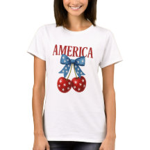 T-shirt "AMERICA", Fille Patriotique tendance ceri