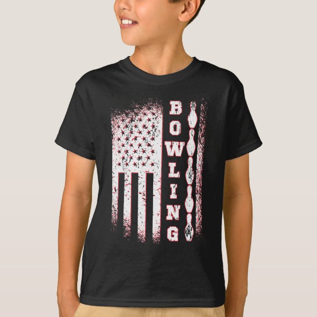 T-shirt America Flag Bowling Patriot Bowler Bowling (Devant)