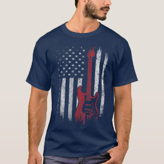 T-shirt America Guitarist Music Patriotic American USA Fla