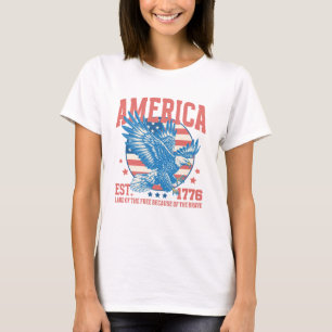 T-shirt America Land of the Free EST 1776 4 juillet