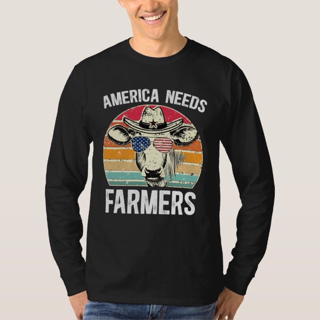 T-shirt America Needs Farmers Support Country Farming In U (Devant)