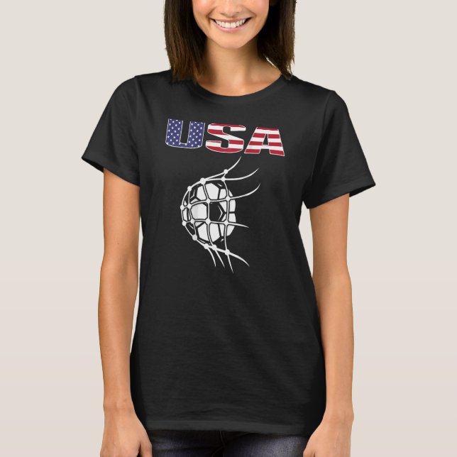 T-shirt America Soccer Ball In Net Usa Drapeau Support Foo (Devant)