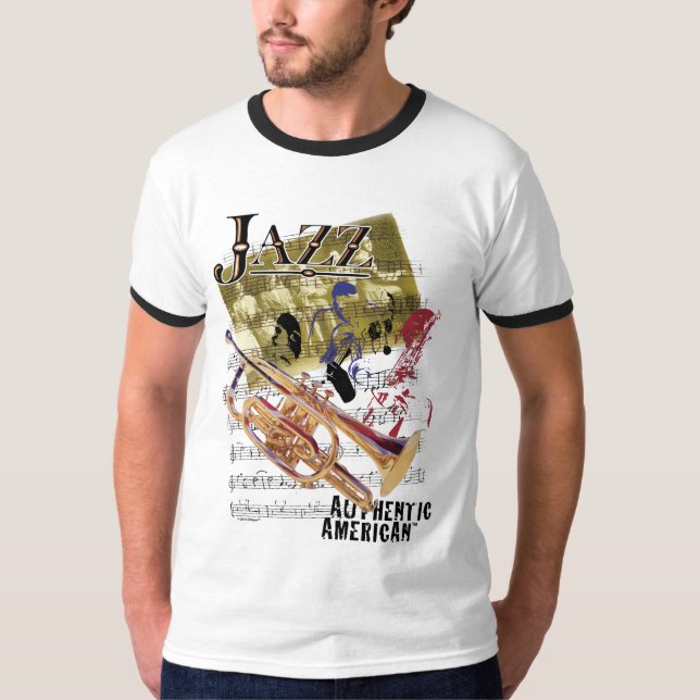 T-shirt américain authentique d'art de jazz (Devant)
