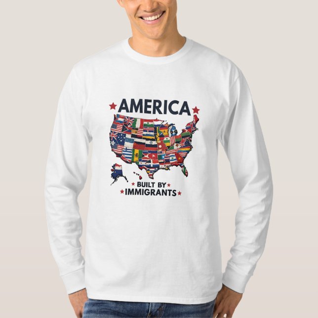 T-shirt Américain construit par Immigrants Patriotique Amé (Devant)