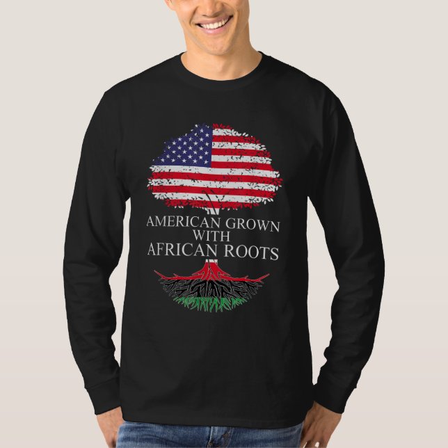 T-shirt Américain Cultivé Avec Des Racines Africaines Noir (Devant)