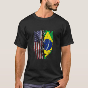 T-shirt Américain cultivé racines brésiliennes drapeau USA