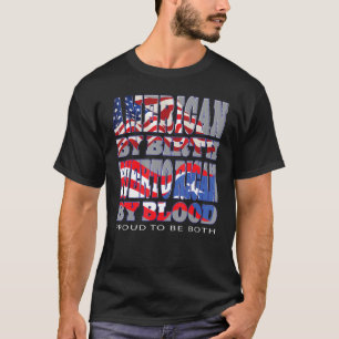 T-shirt Américain De Naissance Porto-Rican De Sang Fier D