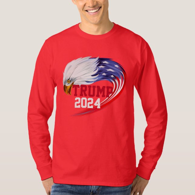T-shirt américain Eagle Trump 2024 à manches longu (Devant)