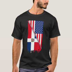 T-shirt Américain Élevé Avec Drapeau Dominicain Roots