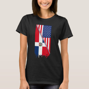 T-shirt Américain Élevé Avec Drapeau Dominicain Roots