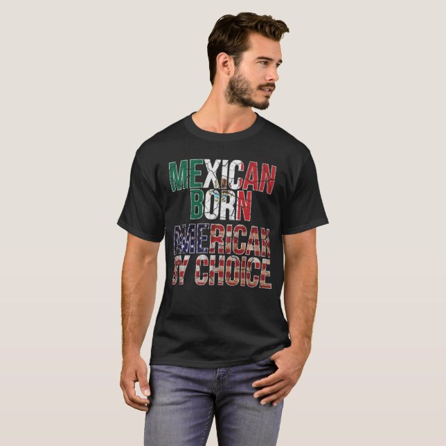 T-shirt Américain né mexicain par le drapeau national bien (Devant entier)