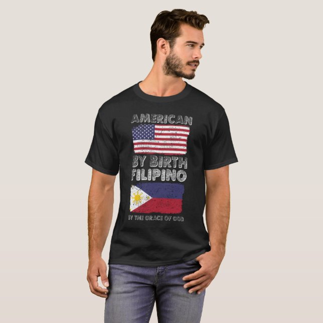 T-shirt Américain par le Philippin de naissance par Grâce (Devant entier)