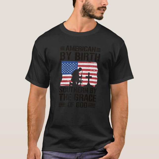 T-shirt Américain Par Naissance Sud Par La Grâce De Dieu (Devant)