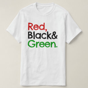 T-shirt américain rouge, noir et vert-africain