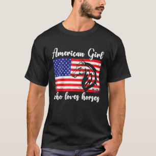 T-shirt Américaine qui aime cavalier de chevaux Raglan Bas