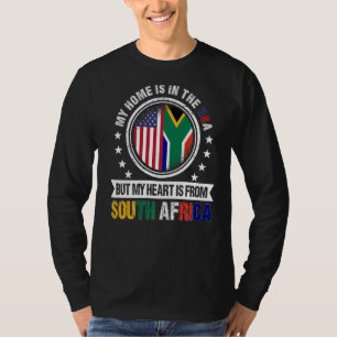 T-shirt American African Flag Heart Afrique du Sud Amériqu