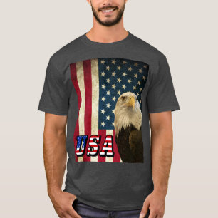 T-shirt American Bald Eagle Retro Drapeau, USA Shirt - ZKO