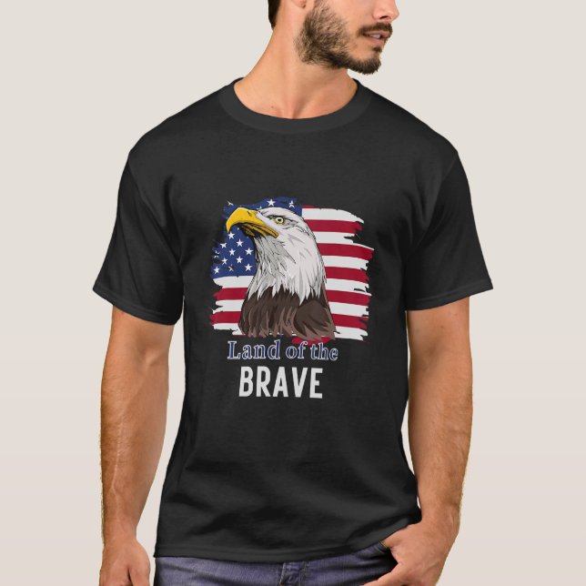 T-shirt American Bald Eagle Terre Du Courageux Patriotique (Devant)
