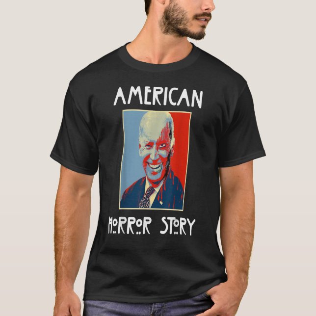 T-shirt American Biden Horror Story Zombie Halloween Retro (Devant)