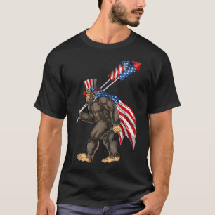 T-shirt American Bigfoot Fireworks 4 juillet Sasquatch