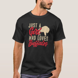 T-shirt American Bison Kids Just A Girl Qui Aime Les Buffa