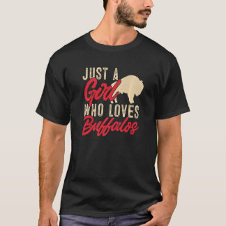 T-shirt American Bison Kids Just A Girl Qui Aime Les Buffa