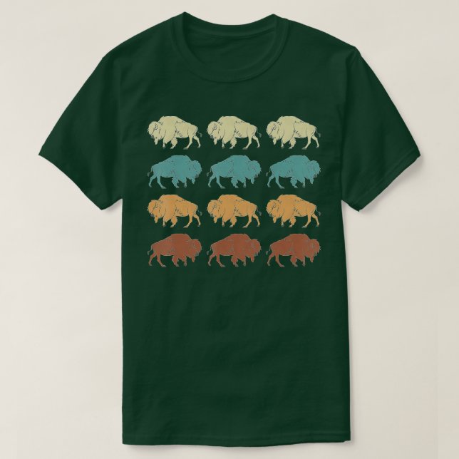 T-shirt American Bison Lover Animal Retro Buffalo (Design devant)