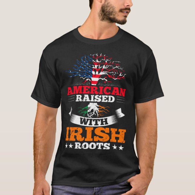 T-shirt American Born Irish Roots Family Tree Quote Irelan (Devant)