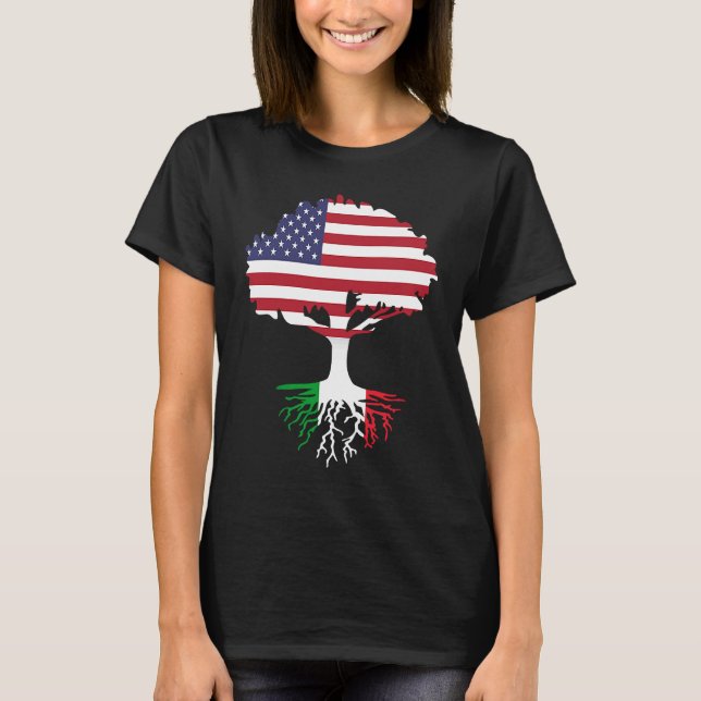 T-shirt American Born Italian Roots America Grown With Ita (Devant)