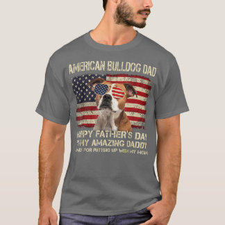 T-shirt American Bulldog Chien papa Bonne Fête des pères c