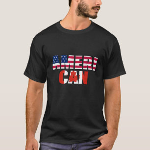 T-shirt American can USA Canada Drapeau Canadien Américain