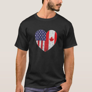 T-shirt American Canadian Heart Valentines Day Drapeau amé