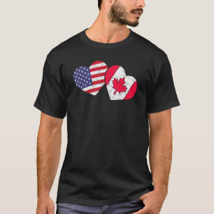 T-shirt American Canadian Heart Valentines Day Usa Flag Ca
