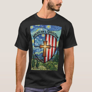 T-shirt American & Christian Patriotic Shield Faith & Free
