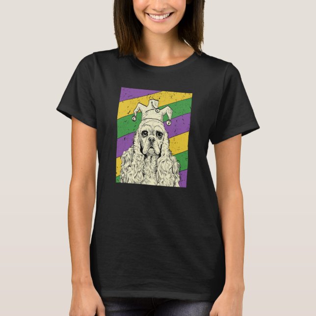 T-shirt American Cocker Spaniel Jester Mardi Gras Dog Mom  (Devant)
