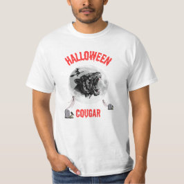 T-shirt american cougar on halloween night with crows