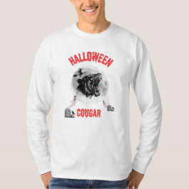 T-shirt american cougar on halloween night with crows