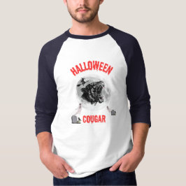T-shirt american cougar on halloween night with crows