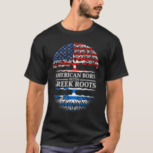 T-shirt American Cultivé Avec Racines Grecques Usa Drapeau