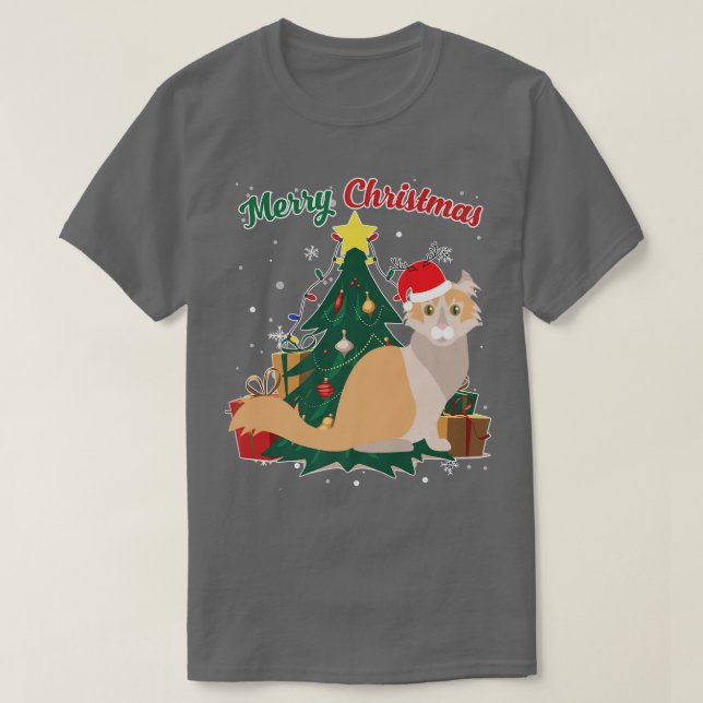 T-shirt American Curé Chat Noël Arbre Neige Flakes Noël (Design devant)
