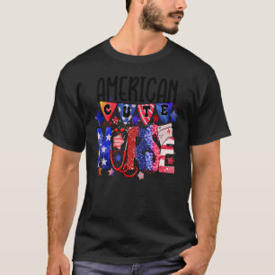 T-shirt American Cute Nurse American Flag Patriotique 4e d