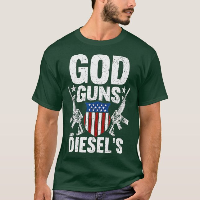 T-shirt American Diesel Truck Owners God Guns Diesels (Devant)