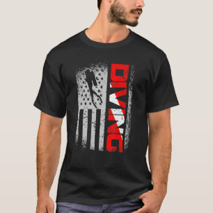 T-shirt American Diver Down Drapeau Us Flag Dive