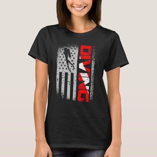 T-shirt American Diver Down Drapeau Us Flag Dive 1 (Devant)