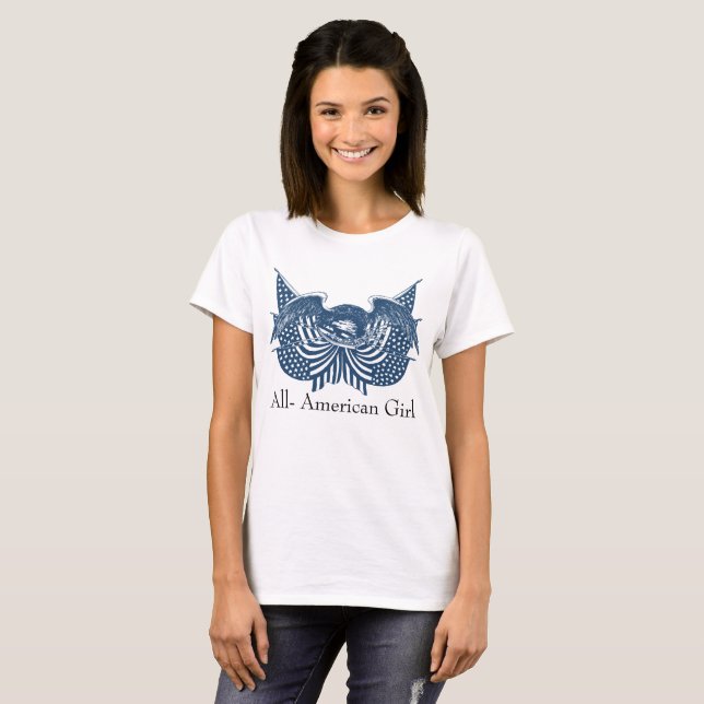 T-shirt American Eagle Guarding USA Patriotic Flag Banner (Devant entier)