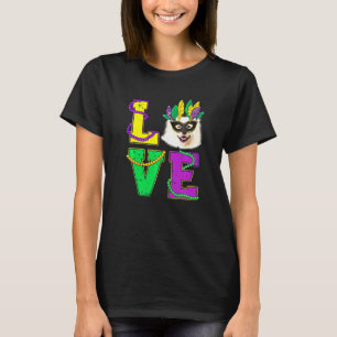 T-shirt American Eskimo Chien I Love Puppy Mardi Gras Homm