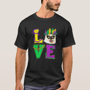 T-shirt American Eskimo Chien I Love Puppy Mardi Gras Homm