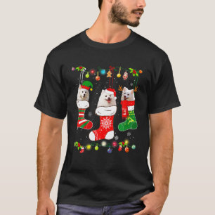 T-shirt American Eskimo Noël Lumières Funny Chiot Noël