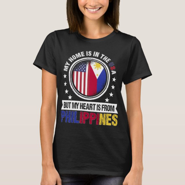 T-shirt American Filipino Flag Heart Phillipines Patriot (Devant)